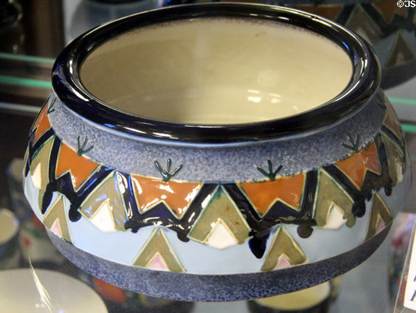 Blue & orange pottery bowl (1918-39) at Czech Cultural Center. Houston, TX.