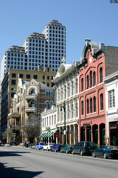 Streetscape along East 6th Street. Austin, TX.