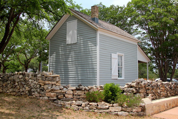 Weber Sunday House (1904) at Pioneer Museum typical of one-room structures used by area German settler farmers for trip into town for Sunday church attendance. Fredericksburg, TX.