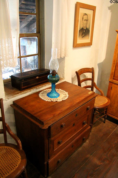 Chest of drawers (mid 19thC) from German pioneer leader John O. Meusebach home at Pioneer Museum. Fredericksburg, TX.