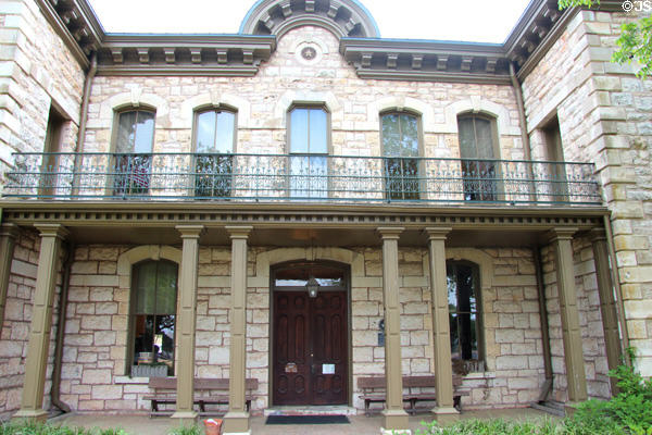 Portal of Old Gillespie County Courthouse / town library. Fredericksburg, TX.