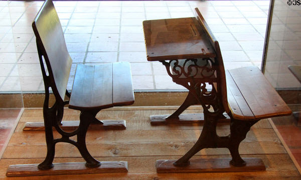 School desk (c1919) made by Peabody School Furniture Co. of North Manchester, IN at Lyndon B. Johnson State Park. Stonewall, TX.