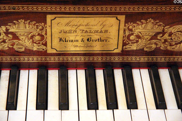 Piano by John Talman for Klemin & Brothers of Philadelphia at Earle-Napier-Kinnard House. Waco, TX.