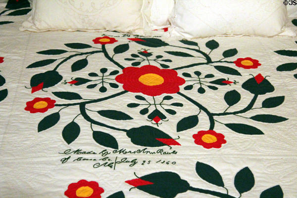 Quilt made by Mrs. Ann Rawes (July 25, 1860) at McCulloch House. Waco, TX.