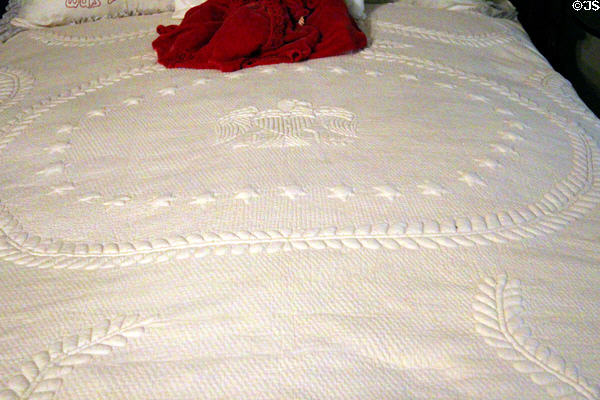 Coverlet with eagle & stars at McCulloch House. Waco, TX.