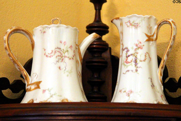 Coffee & chocolate pots at East Terrace House. Waco, TX.