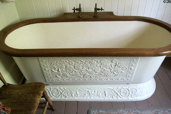 Embossed bathtub at East Terrace House. Waco, TX.