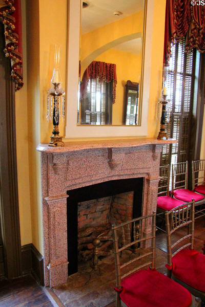Ballroom fireplace at East Terrace House. Waco, TX.