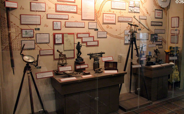 Display about surveying duties of Texas Rangers at Texas Ranger Hall of Fame and Museum. Waco, TX.