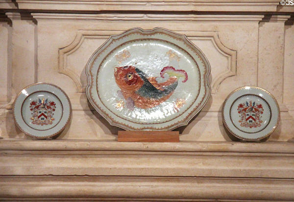 Porcelain tureen stand with carp design (c1750-60) from Jingdezhen, China in Reves Collection at Dallas Museum of Art. Dallas, TX.