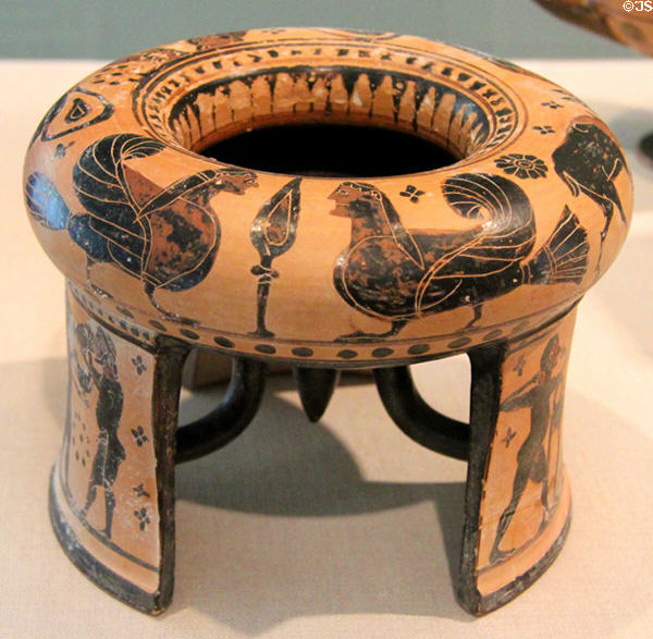 Ceramic Boeotian Greek Kothon, black-figure tripod (1st half 6thC BCE) at Dallas Museum of Art. Dallas, TX.
