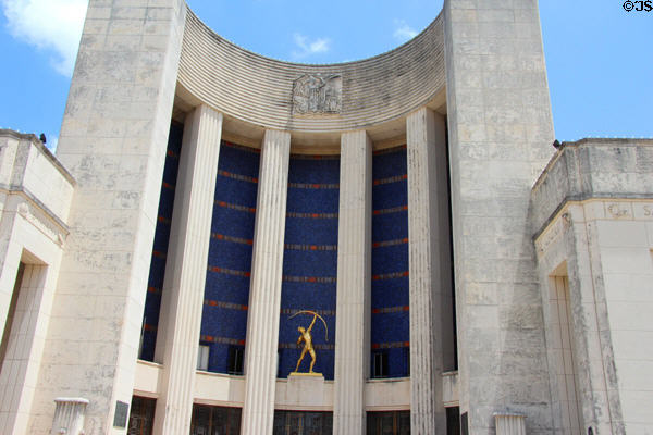 Curved entrance portal of Hall of State at Fair Park. Dallas, TX.