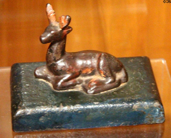 Mexican President Santa Anna's brass paperweight captured at Battle of San Jacinto (April 21, 1836) at Dallas Historical Society Museum in Hall of State in Fair Park. Dallas, TX.