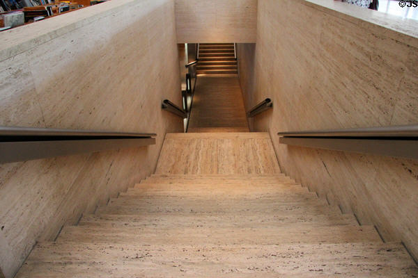 Stairway at Kahn Building at Kimbell Art Museum. Fort Worth, TX.