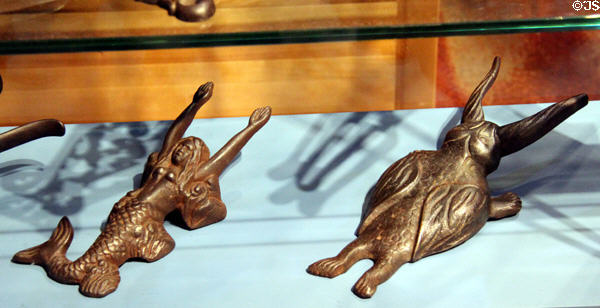 Boot jacks in form of mermaid & bird at Cattle Raisers Museum of Fort Worth Museum of Science & History. Fort Worth, TX.