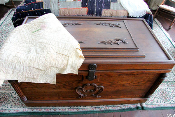 Chest in Muenzler House at Pioneer Village. Gonzales, TX.