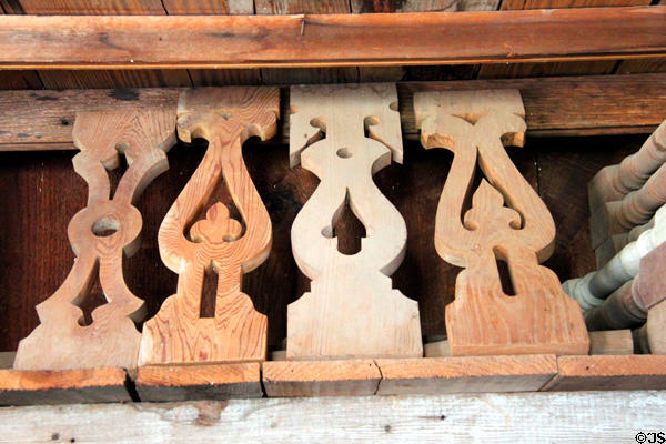 Balustrade patterns in Jahn Cabinet Shop at Conservation Plaza at Conservation Plaza. New Braunfels, TX.