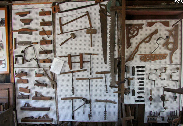 Woodworking tools in Jahn Cabinet Shop at Conservation Plaza. New Braunfels, TX.