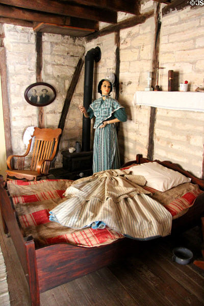 Sleeping area in Moehrig Blank House at Conservation Plaza. New Braunfels, TX.