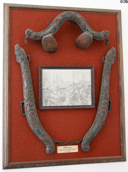 Siberian hand carved yoke & harness at Conservation Plaza. New Braunfels, TX.