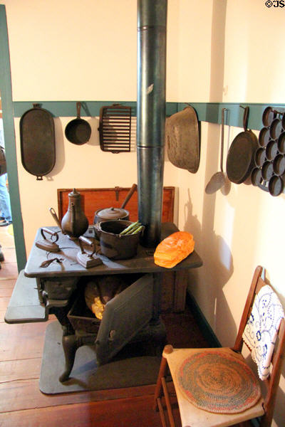 Cook stove in kitchen of Baetge House at Conservation Plaza. New Braunfels, TX.