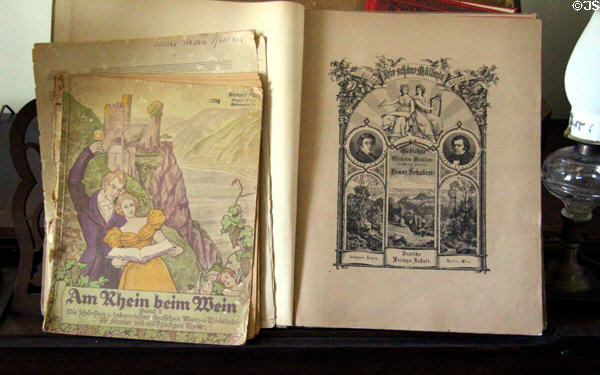 German sheet music on parlor piano in Baetge House at Conservation Plaza. New Braunfels, TX.