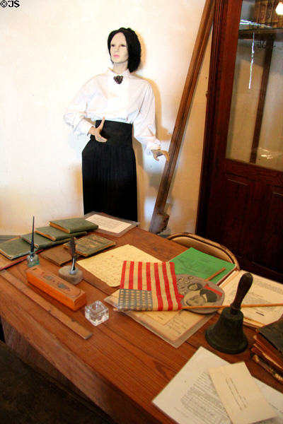 Teacher's desk in Church Hill School at Conservation Plaza. New Braunfels, TX.