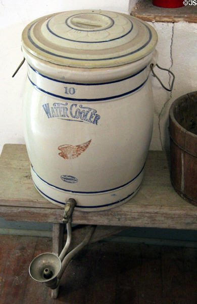 Stoneware water cooler made by San Antonio Southwestern Seating Co. in Church Hill School at Conservation Plaza. New Braunfels, TX.