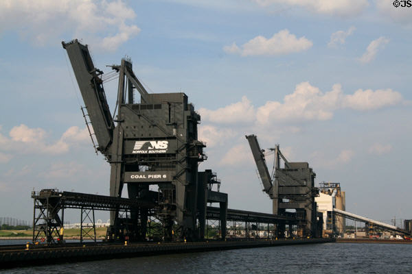 Coal loading pier in Norfolk harbor. Norfolk, VA.