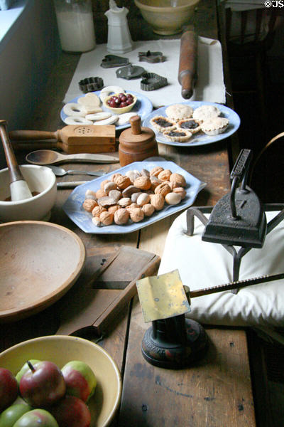 Work utensils in basement kitchen of Woodrow Wilson Birthplace. Staunton, VA.