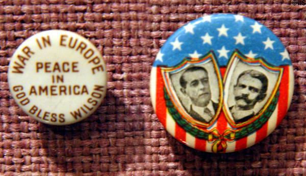 Woodrow Wilson for President buttons (1916) at his Presidential Library. Staunton, VA.