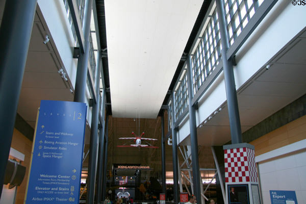 Entry hall architecture at Udvar-Hazy Center of National Air & Space Museum. Chantilly, VA.