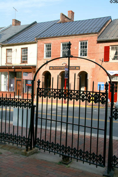 Self closing wrought iron gate at Loudoun County Courthouse. Leesburg, VA.