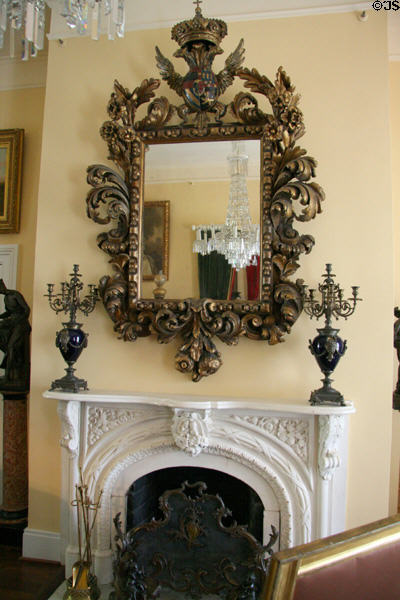 Parlor fireplace at Morven Park. Leesburg, VA.