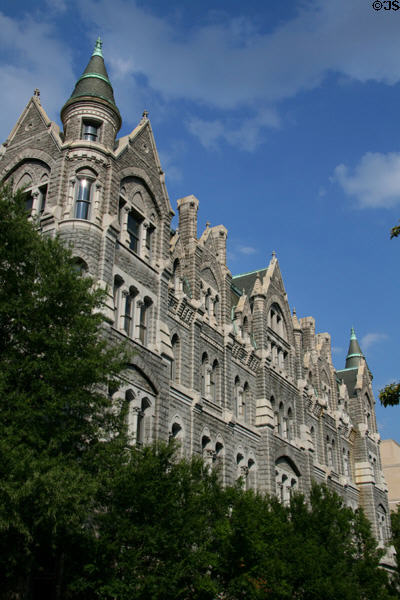 Broad St. stone facade of Richmond Old City Hall. Richmond, VA.