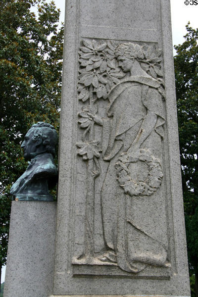 Carved side detail of tomb of President John Tyler (1790-1862) at Hollywood Cemetery. Richmond, VA.