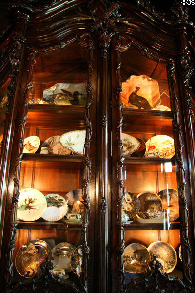 Haviland's duplicates of President Rutherford B. Hayes China in the Paris Exposition Cabinet by Mazaroz at Maymont Mansion. Richmond, VA.