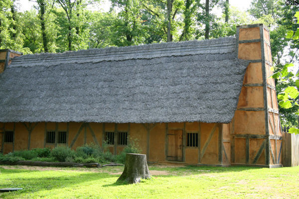 Mt. Malado Hospital (1614) reproduction at Henricus where newly arrived colonists would be given hospitality to recuperate from voyage before being integrated into colony. VA.