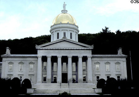 Vermont State Capitol (1857-59). Montpelier, VT. Style: Doric Greek Revival. Architect: Thomas W. Silloway then Joseph R. Richards.