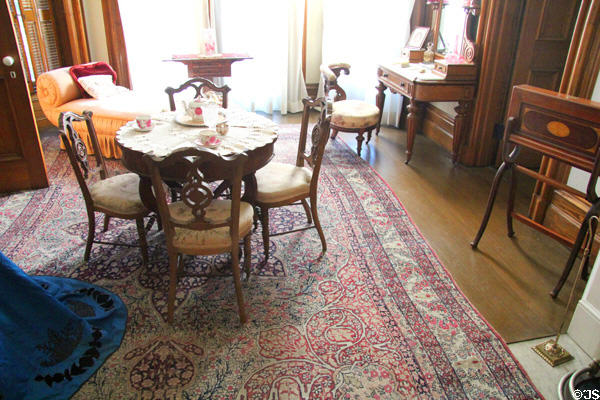 Table & chairs in Laura's boudoir at Park-McCullough Historic Estate. North Bennington, VT.