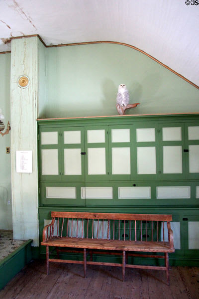 Cabinets & bench in Coolidge Hall at President Calvin Coolidge State Historic Park. Plymouth Notch, VT.