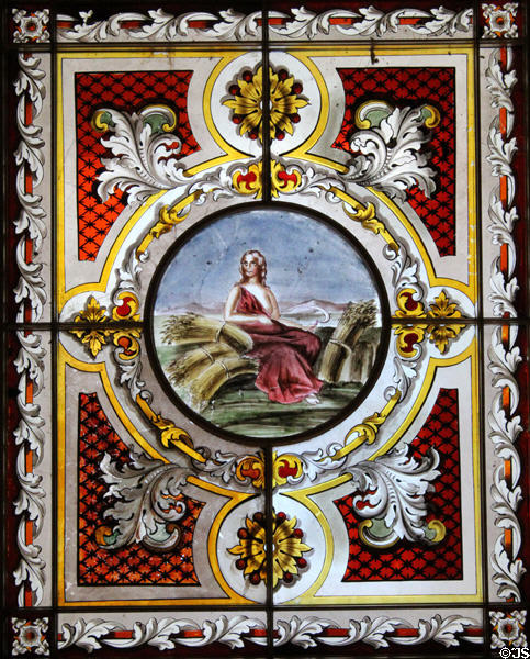 Reception room ceiling stained glass at Vermont State House. Montpelier, VT.