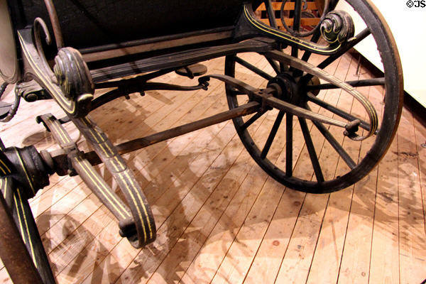 Suspension spring details of Berlin coach (c1890) by Million & Guiet of Paris, France in Round Barn at Shelburne Museum. Shelburne, VT.