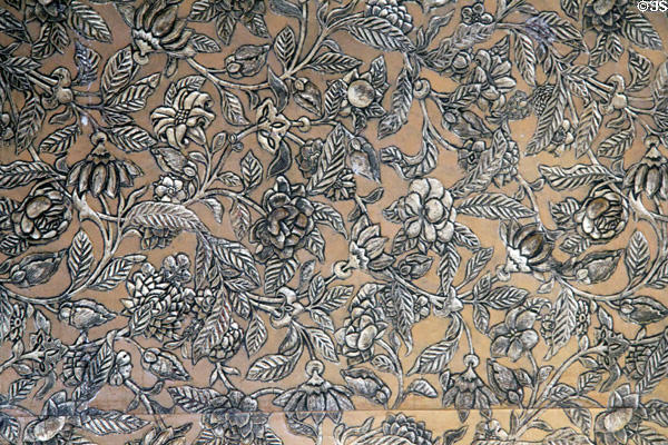 Detail of parlor lincrusta stamped wallpaper (1886) at Marsh-Billings-Rockefeller Mansion. Woodstock, VT.