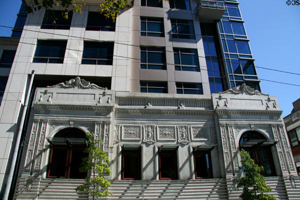 Lenora St. facade of Cristalla (2005) (24 floors) (Second Ave. at Lenora). Seattle, WA. Architect: Weber + Thompson.
