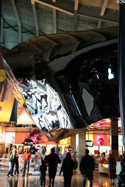 Structures cantilevered info lobby of Experience Music Project at EMP|FSM. Seattle, WA.
