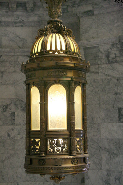 Bronze lantern designed by Tiffany Studies of New York in Rotunda of Washington State Capitol. Olympia, WA.