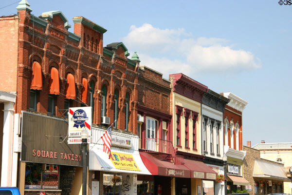 Victorian 4th Ave. buildings on main square of Baraboo. Baraboo, WI.
