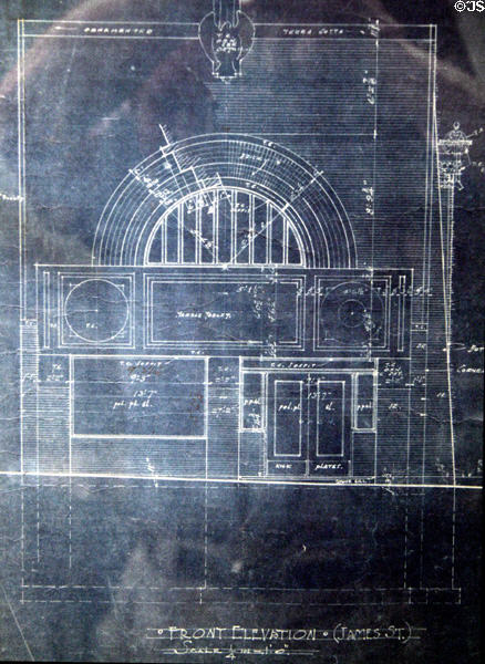 Sullivan's original blueprints in museum of Farmer's & Merchant's Union Bank. Columbus, WI.