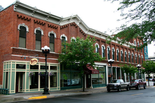 Italianate heritage commercial row (200 Main St.). La Crosse, WI.